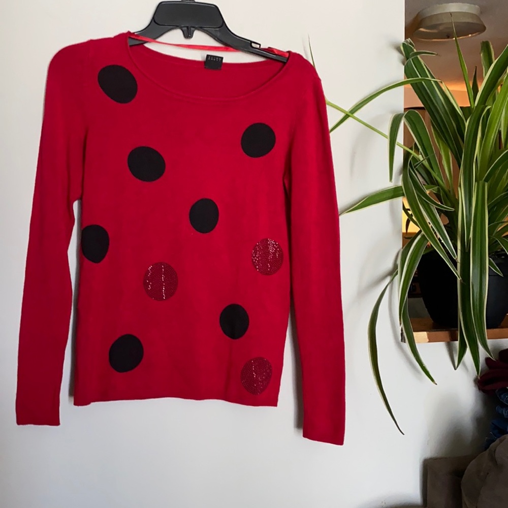 🛍 5/$25 Red Polka Dot Sweater